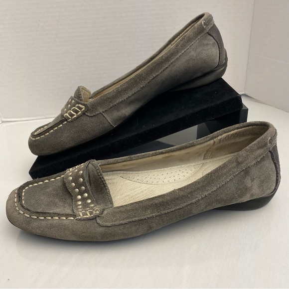 Sperry Shoes - Sperry Top-Sider Suede Studded Penny Loafers Gray Women’s 8M